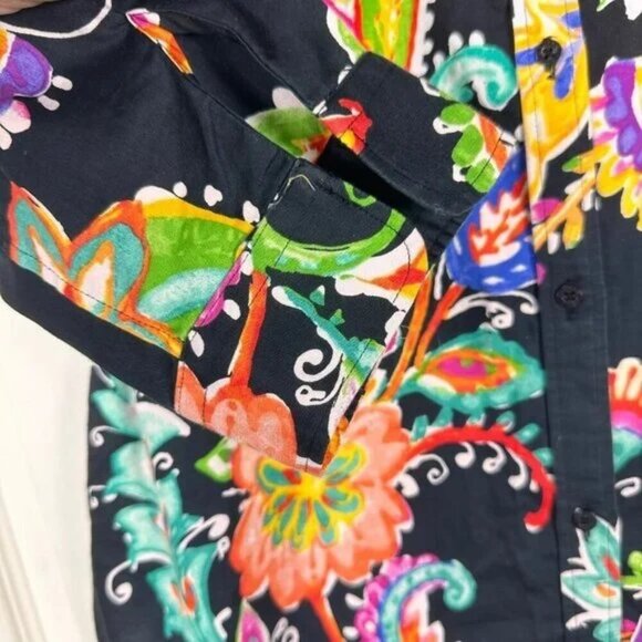 Lauren‎ Ralph Lauren Colorful Paisley Floral Shirt 3/4 Sleeve Size 2X Worn Once - Picture 3 of 7